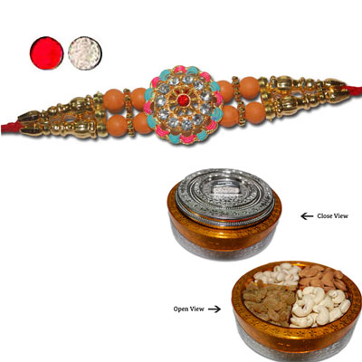 "Rakhi - FR- 8360 A (Single Rakhi), Millionaire Dry Fruit Box - Code DFB9000 - Click here to View more details about this Product